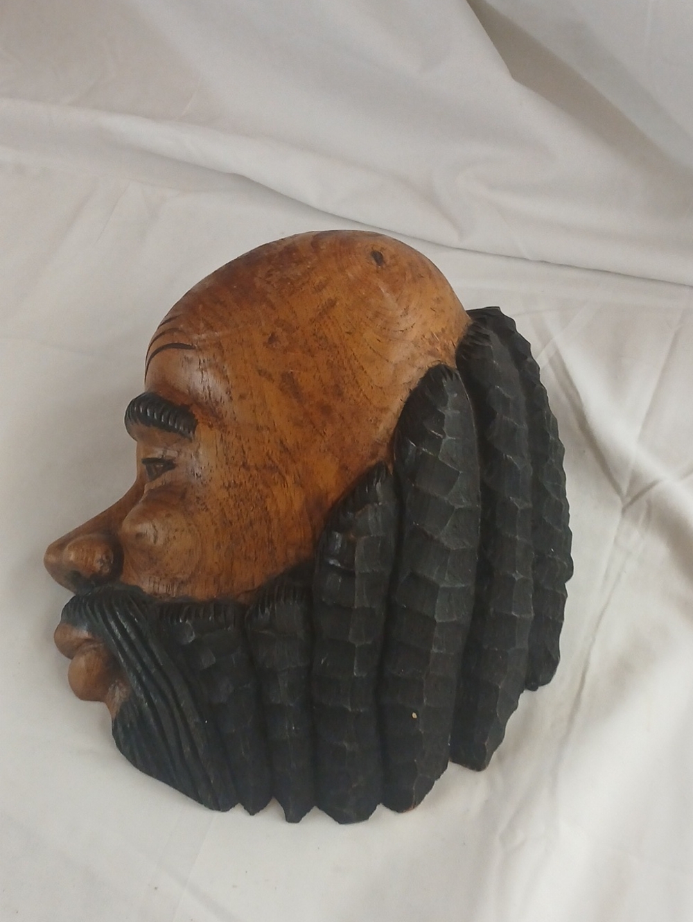 Hand-Carved Brown and Black Wooden Wall Mask - Home Accents